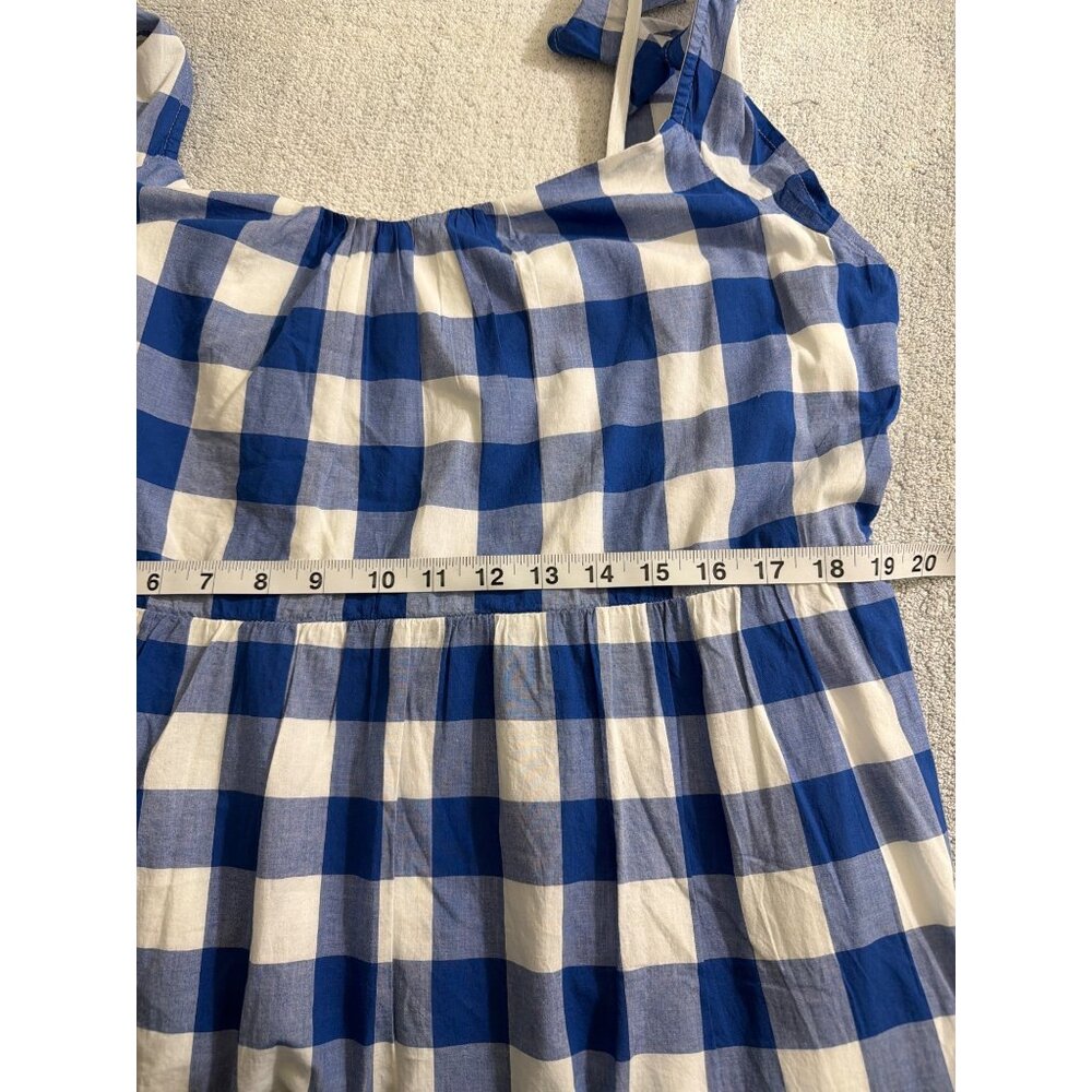 NWT J.Crew Factory Blue & White Gingham Tiered Midi Dress XL - Picture 16 of 16
